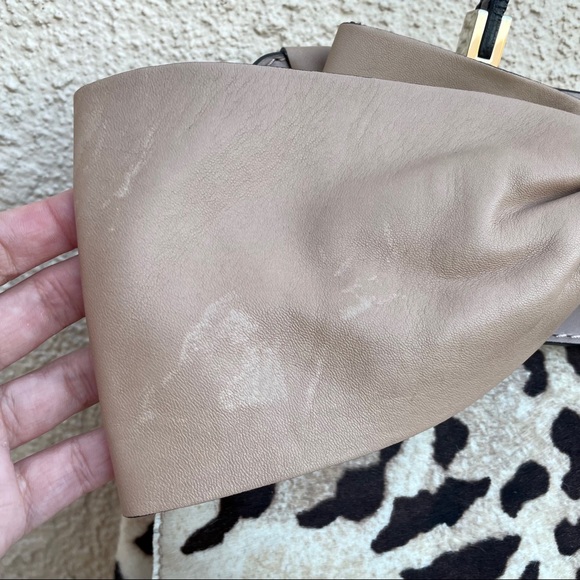 Valentino Aphrodite top handle calf hair leopard print bow satchel shopper bag - Picture 5 of 16